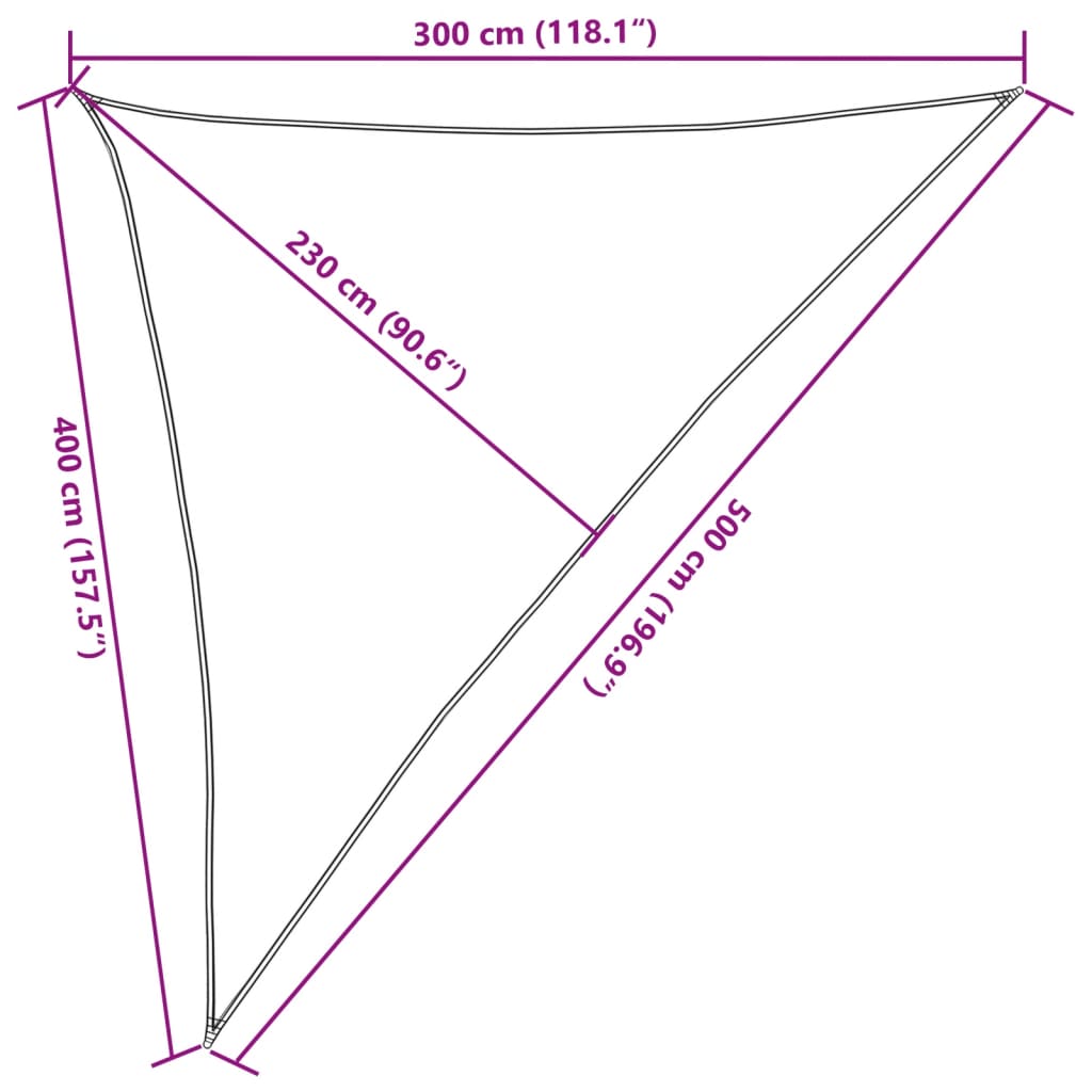 Sonnensegel 160 g/m² Dreieckig Hellgrau 3x4x5 m HDPE