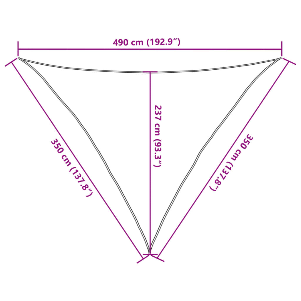 Sonnensegel 160 g/m² Dreieckig Hellgrau 3,5x3,5x4,9 m HDPE