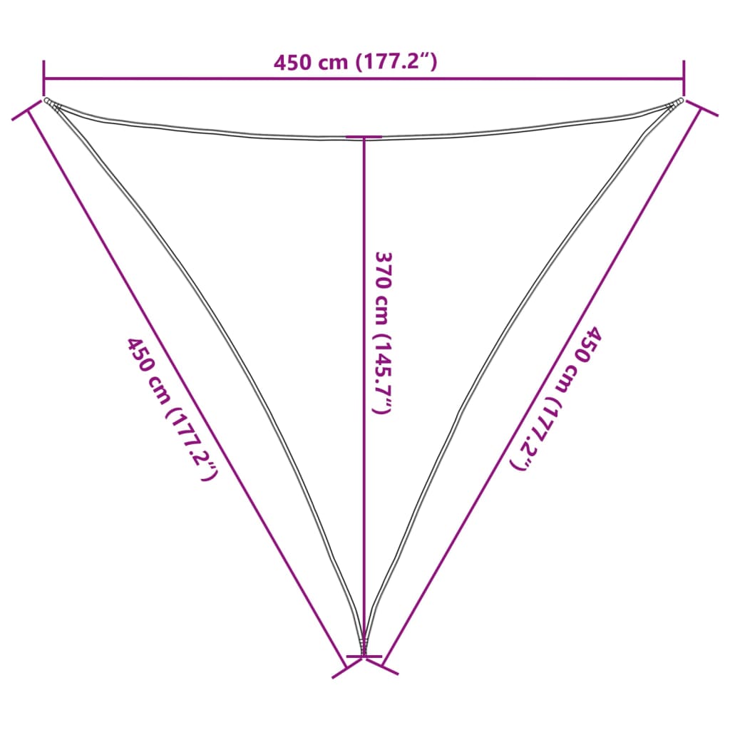 Sonnensegel 160 g/m² Dreieckig Hellgrau 4,5x4,5x4,5 m HDPE