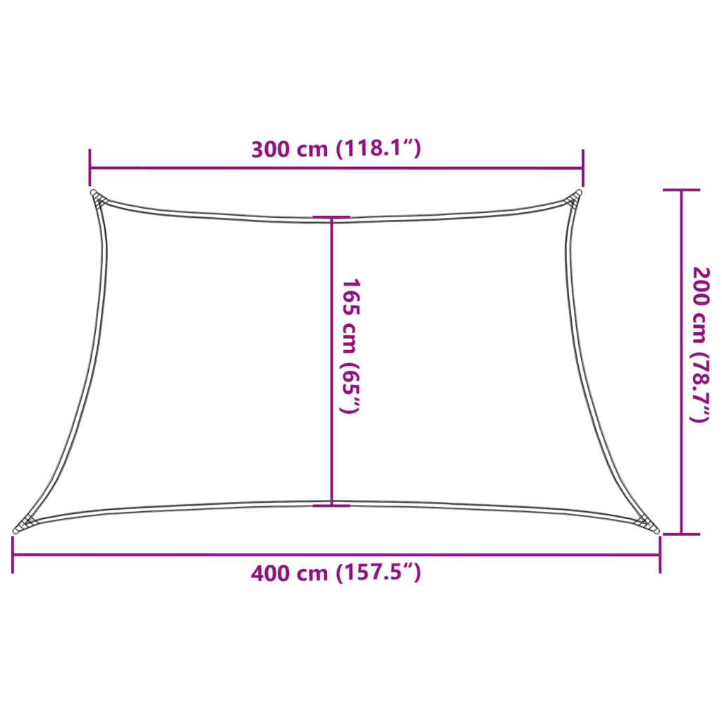 Sonnensegel 160 g/m² Trapez Hellgrau 3/4x2 m HDPE