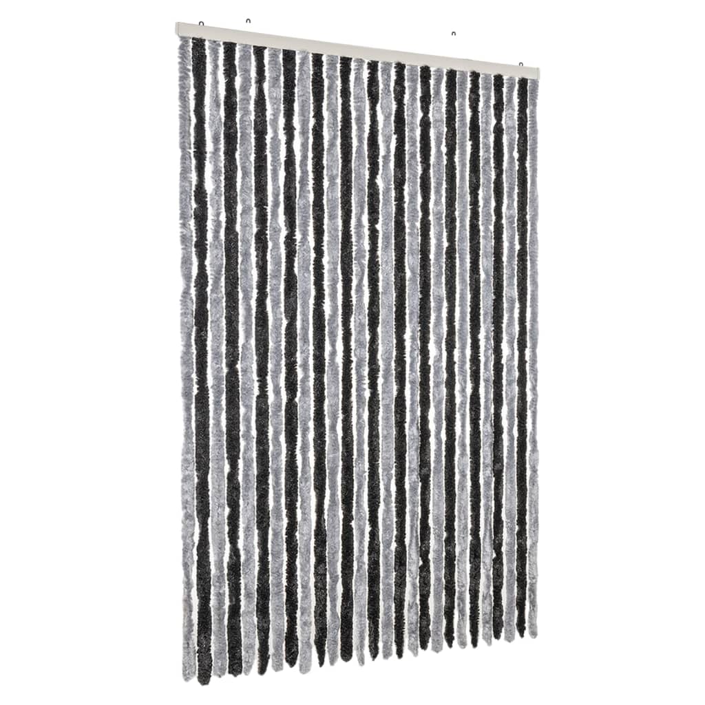 Moustiquaire de porte grise et noire 118x220 cm en chenille