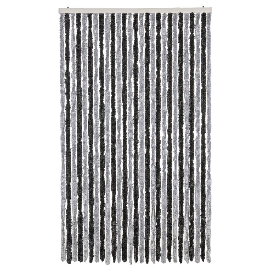 Moustiquaire de porte grise et noire 118x220 cm en chenille