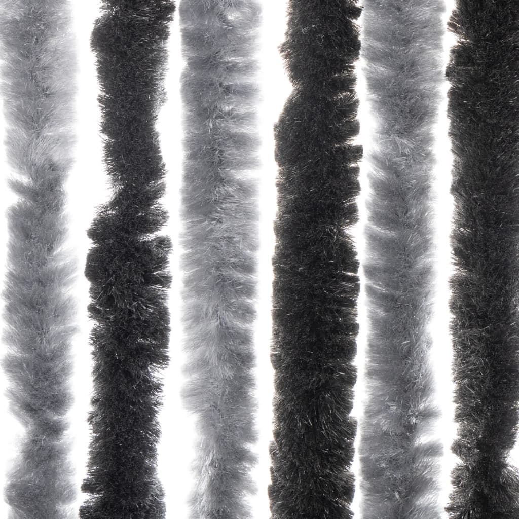 Moustiquaire de porte grise et noire 118x220 cm en chenille
