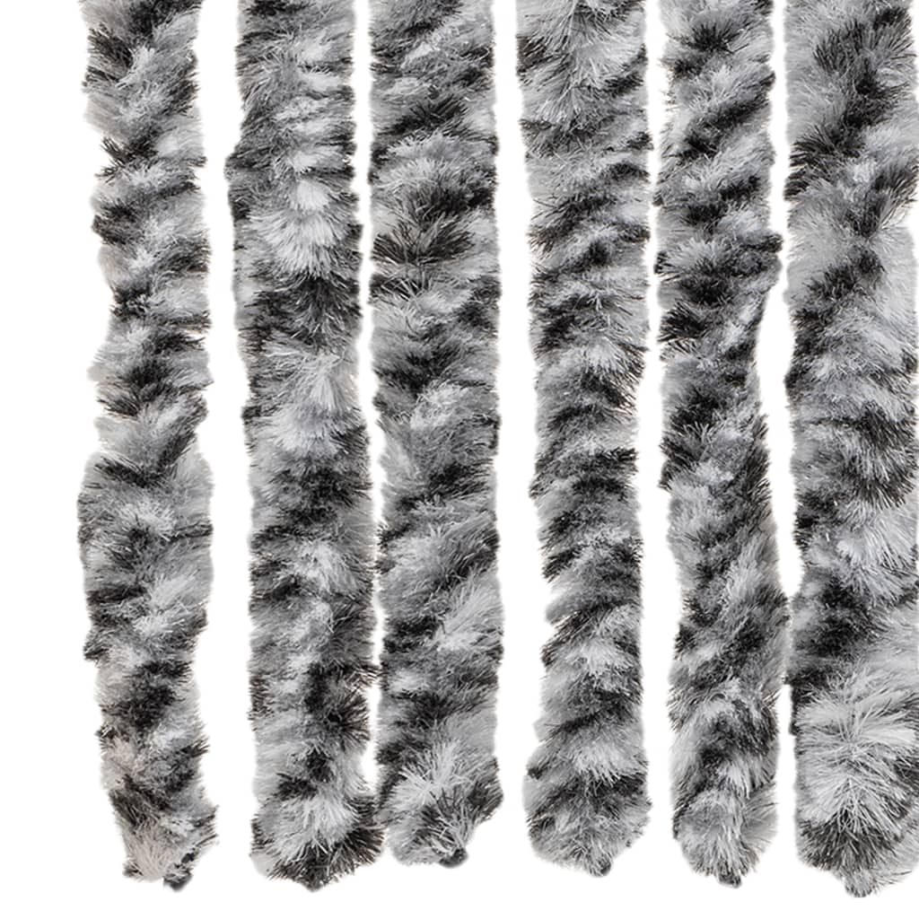 Rideau de porte moustiquaire gris, noir et blanc 118x220 cm Chenille