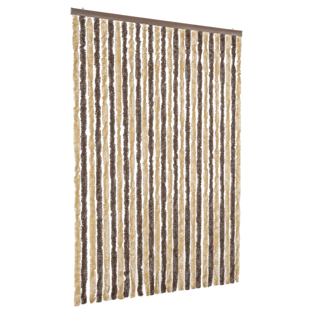 Moustiquaire de porte marron foncé et beige 118x220 cm Chenille