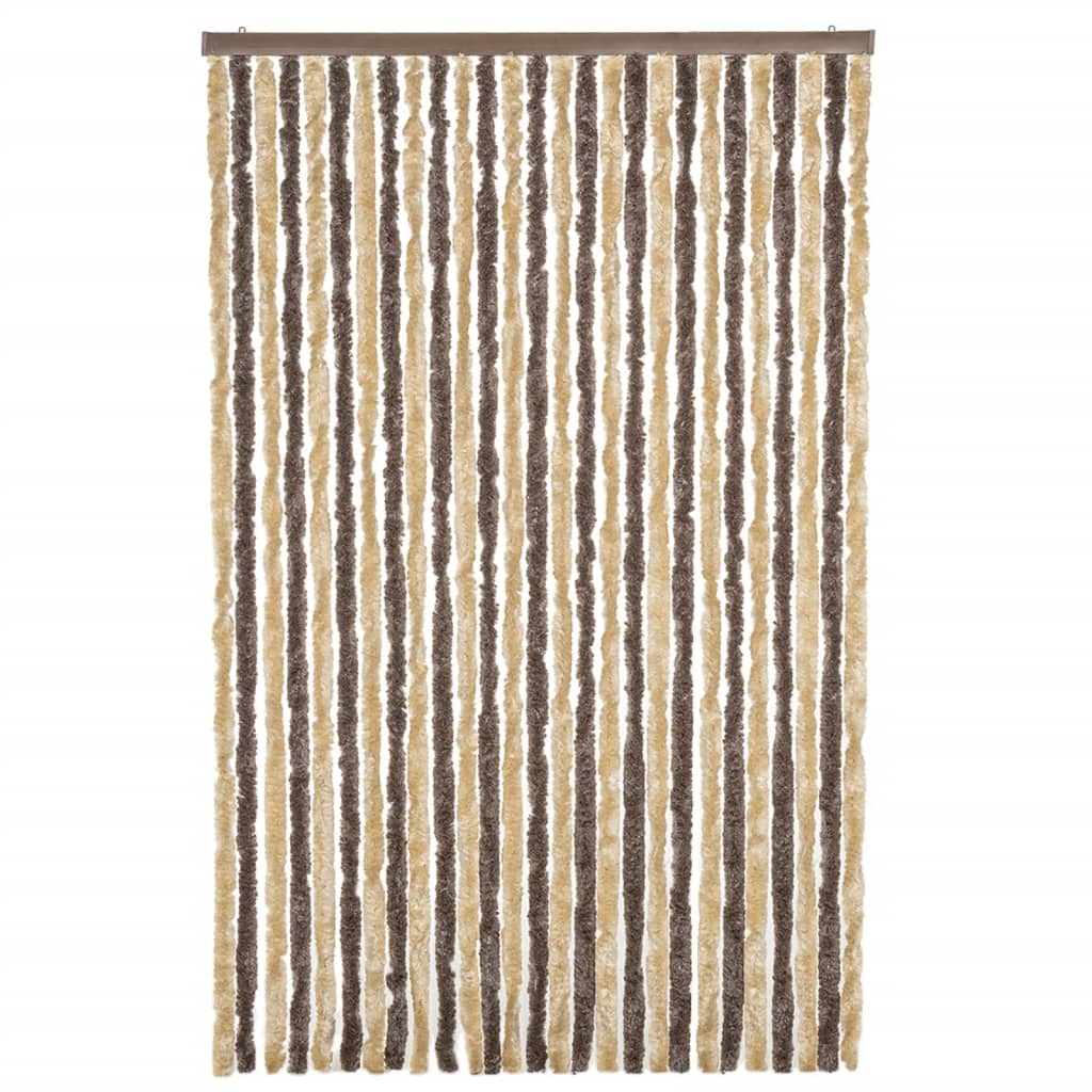 Moustiquaire de porte marron foncé et beige 118x220 cm Chenille