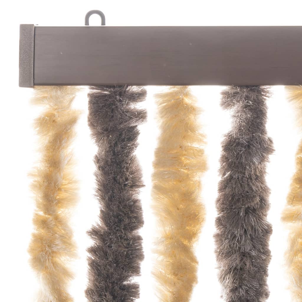 Moustiquaire de porte marron foncé et beige 118x220 cm Chenille