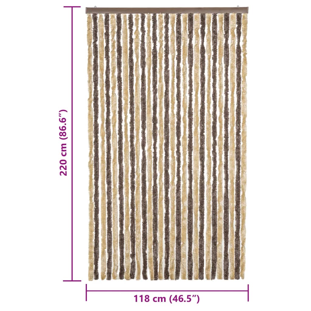 Moustiquaire de porte marron foncé et beige 118x220 cm Chenille