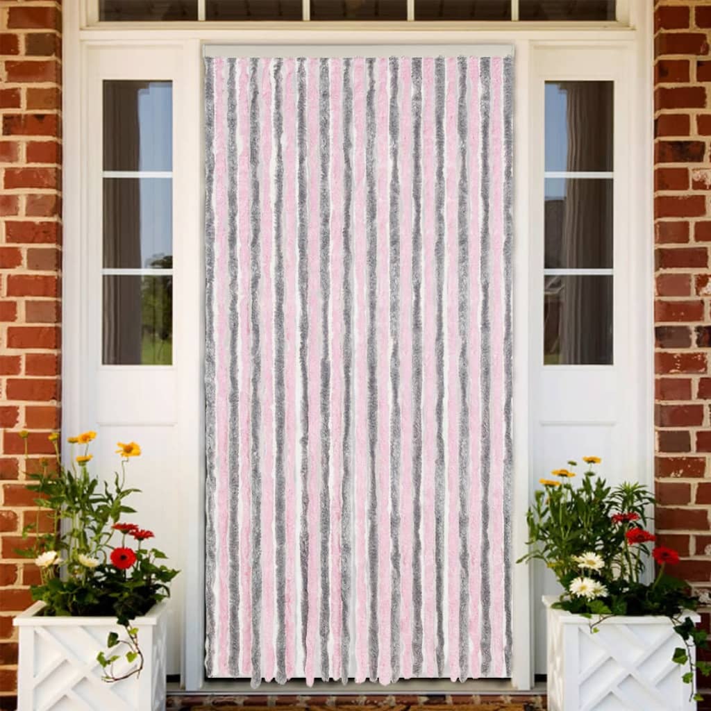 Moustiquaire gris argenté et rose 118x220 cm Chenille