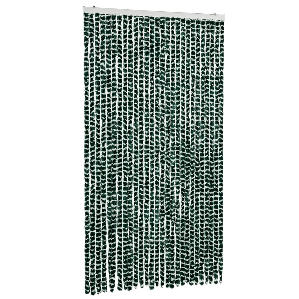 Rideau de porte moustiquaire vert et blanc 118x220 cm Chenille