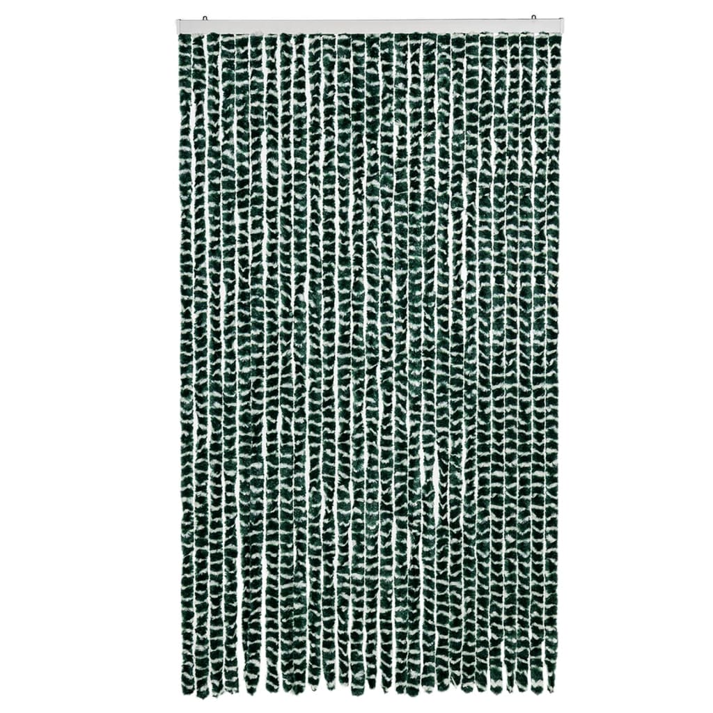 Rideau de porte moustiquaire vert et blanc 118x220 cm Chenille