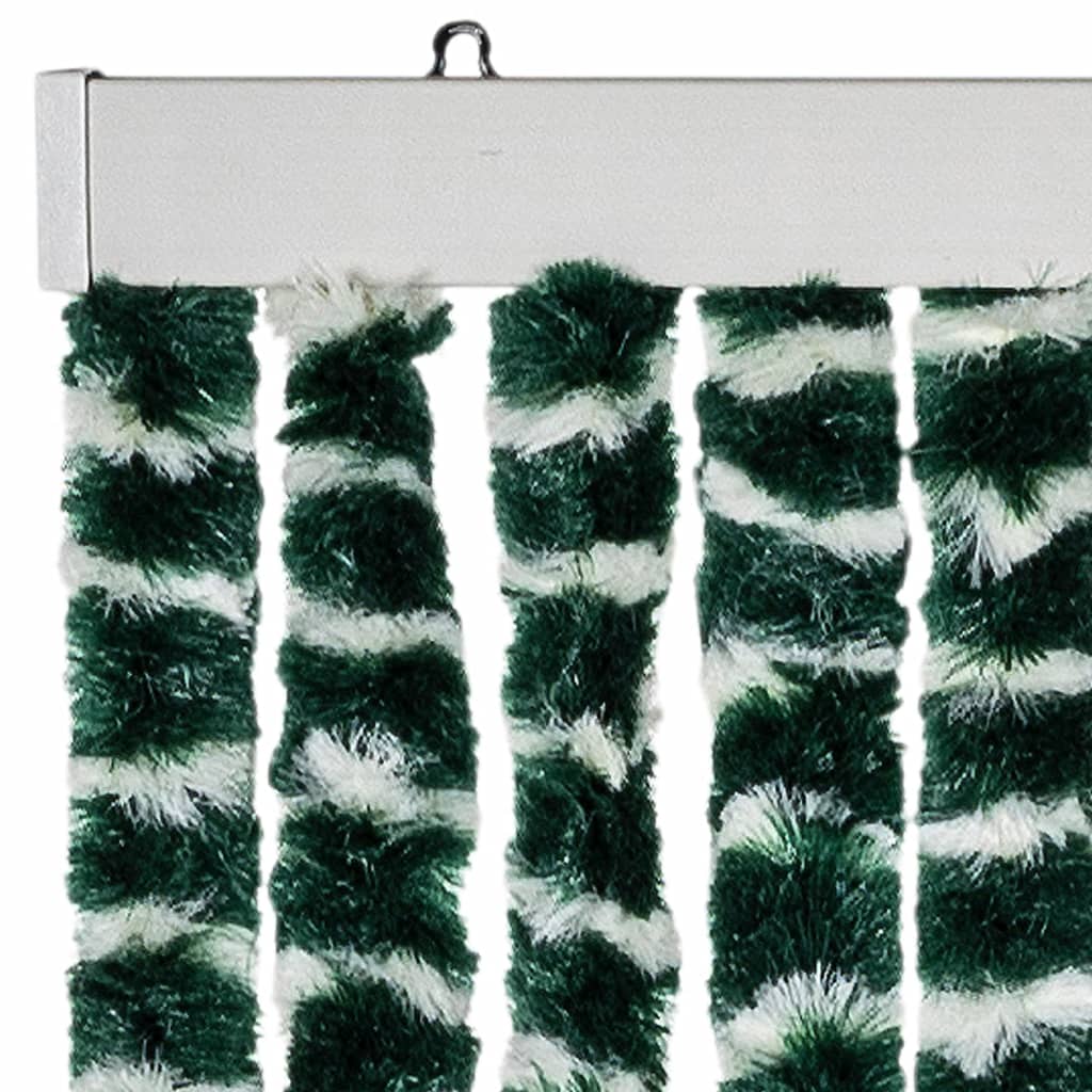 Rideau de porte moustiquaire vert et blanc 118x220 cm Chenille