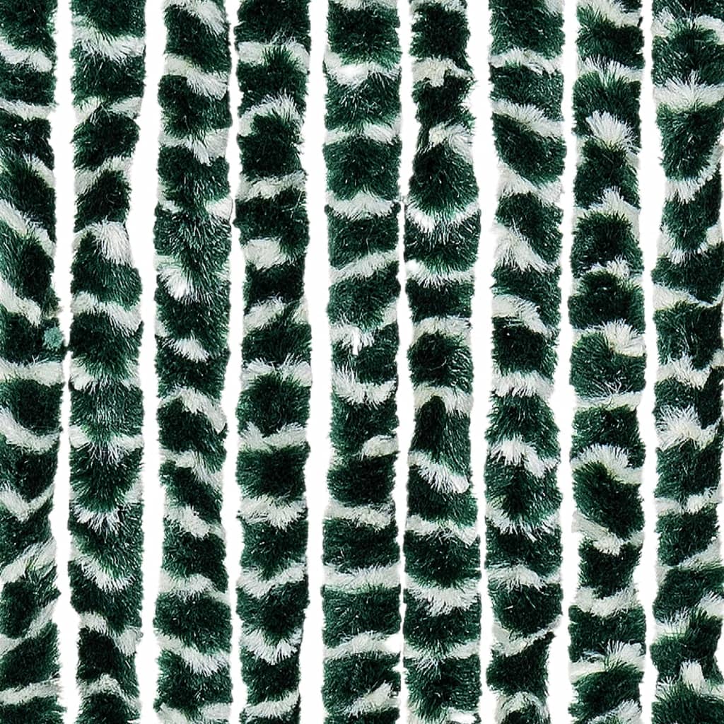 Rideau de porte moustiquaire vert et blanc 118x220 cm Chenille