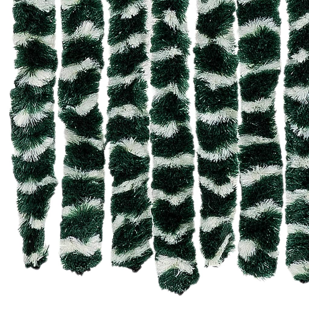 Rideau de porte moustiquaire vert et blanc 118x220 cm Chenille