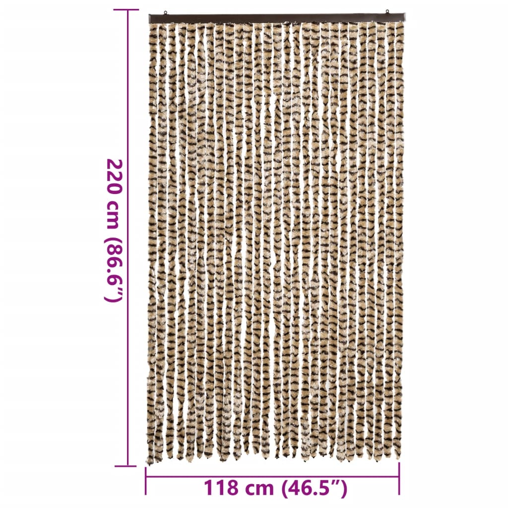 Rideau anti-mouches Beige et Marron 118x220 cm Chenille