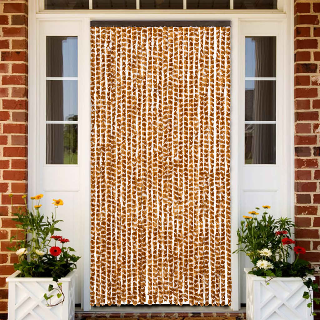 Fly Screen Curtain Ochre and White 118x220 cm Chenille