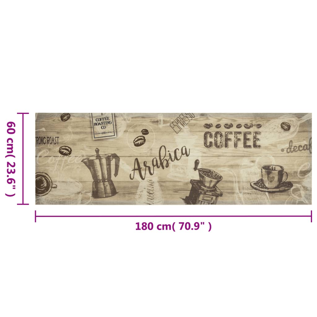 Washable Kitchen Mat Coffee Brown 60x180 cm Velvet