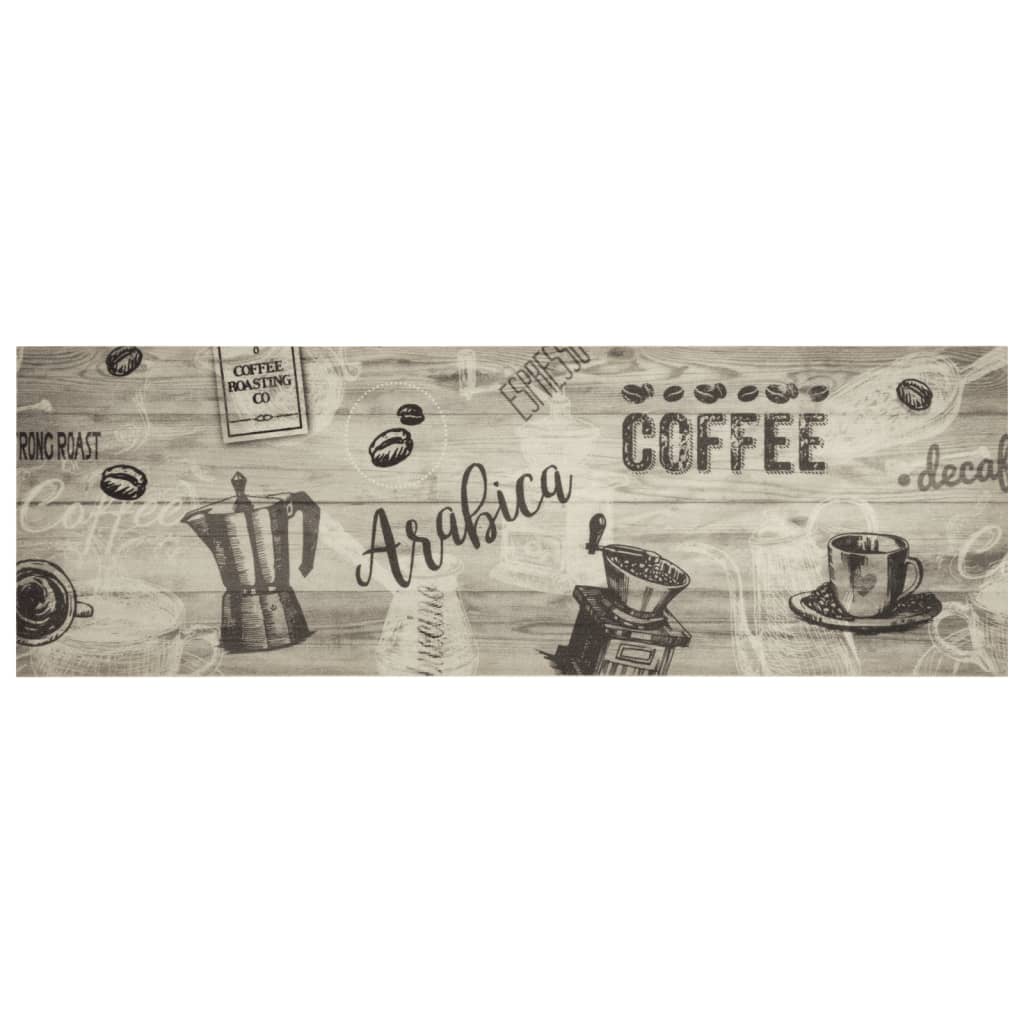 Washable Kitchen Mat Coffee Grey 60x180 cm Velvet