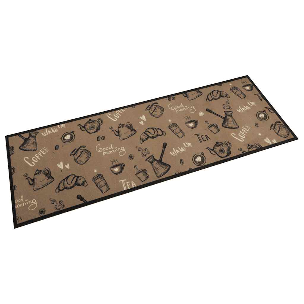 Tapis de cuisine lavable marron clair 60x180 cm velours