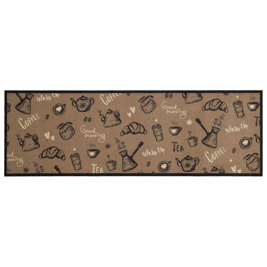 Tapis de cuisine lavable marron clair 60x180 cm velours