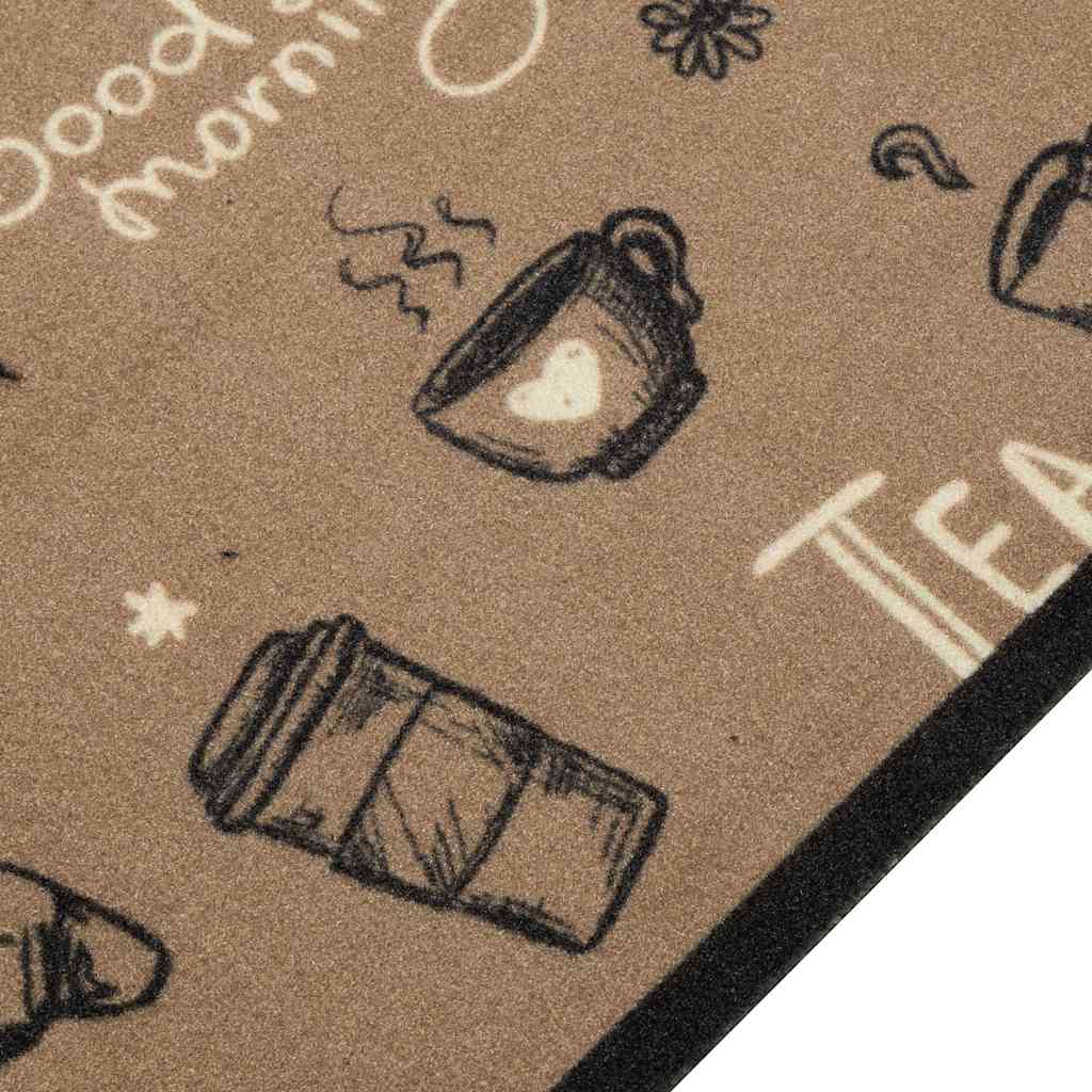 Tapis de cuisine lavable marron clair 60x180 cm velours