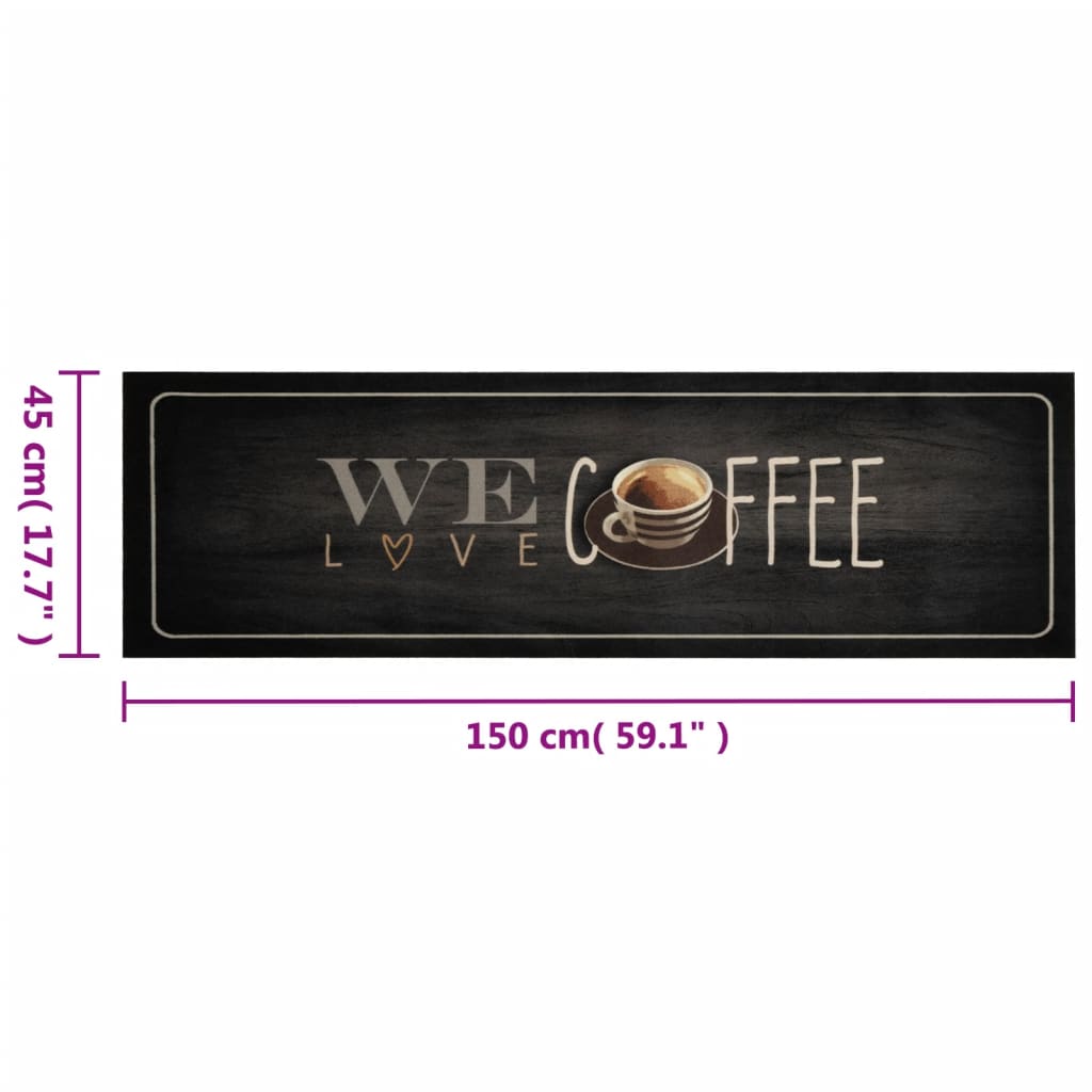 Washable Kitchen Runner Coffee 45x150 cm Velvet
