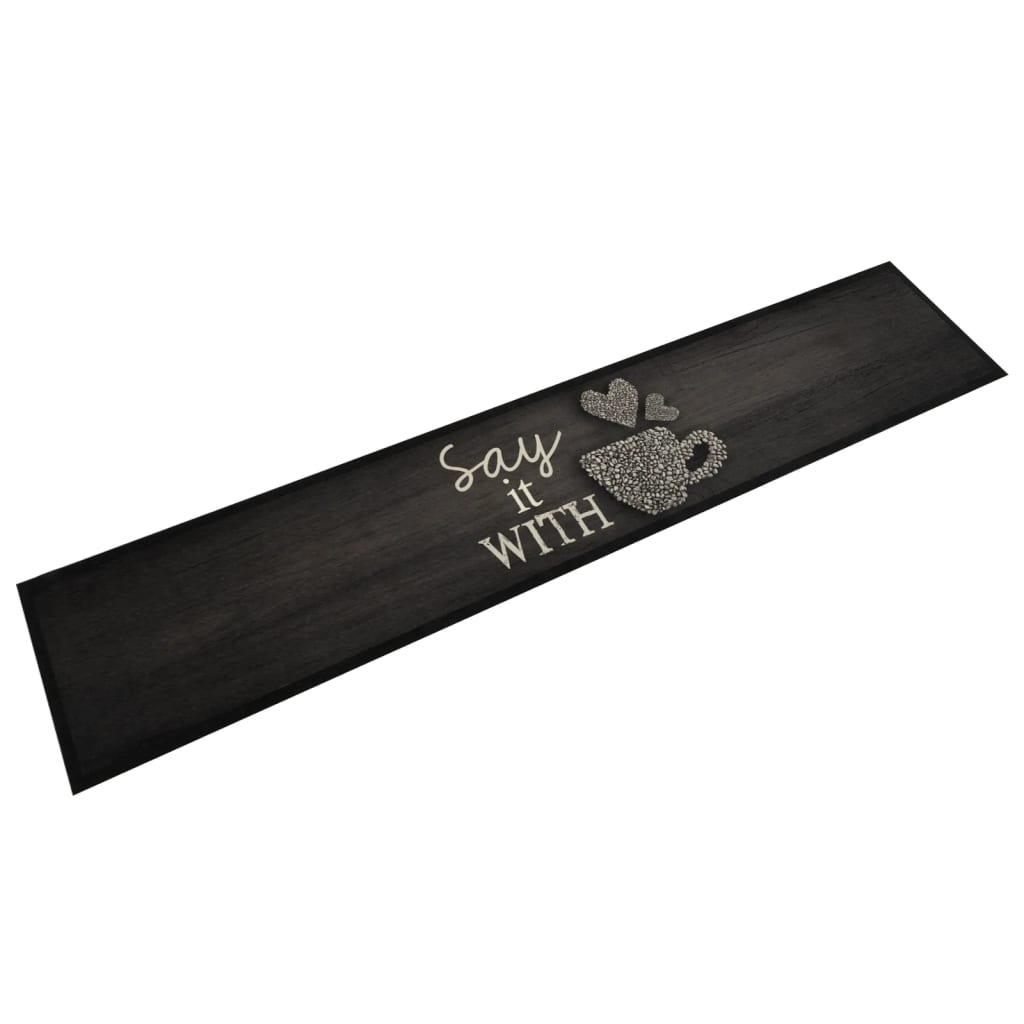 Tapis de cuisine lavable Tasse Noir 60x300 cm Velours