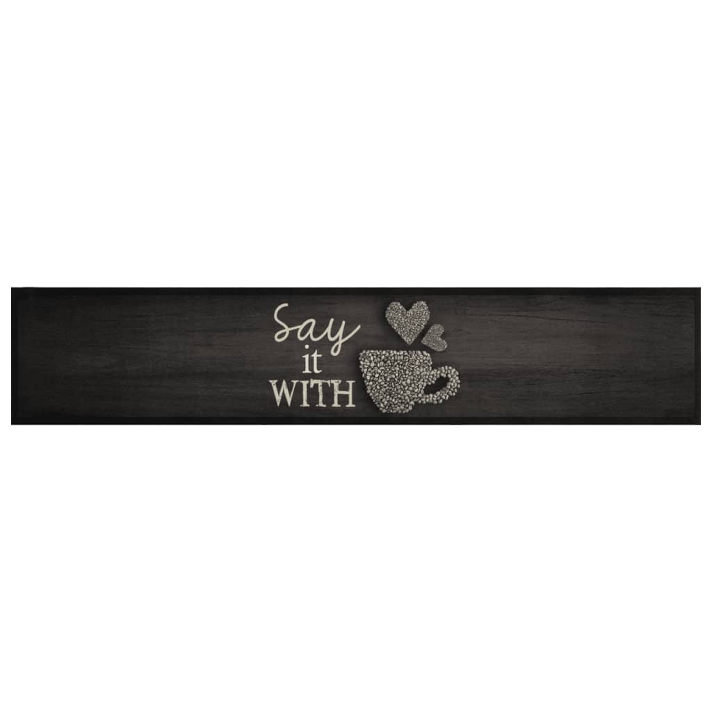 Tapis de cuisine lavable Tasse Noir 60x300 cm Velours