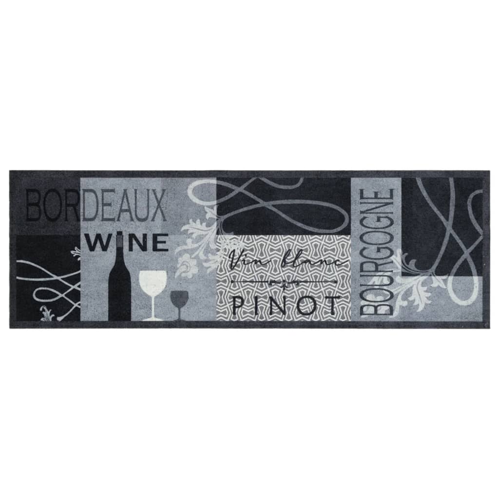 Tapis de cuisine lavable Vin Gris 60x180 cm Velours