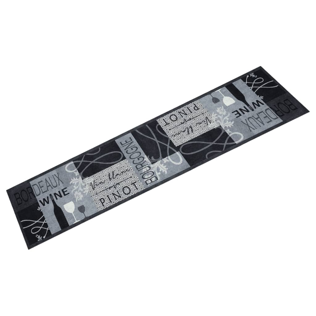 Washable Kitchen Rug Wine Gray 60x300 cm Velvet