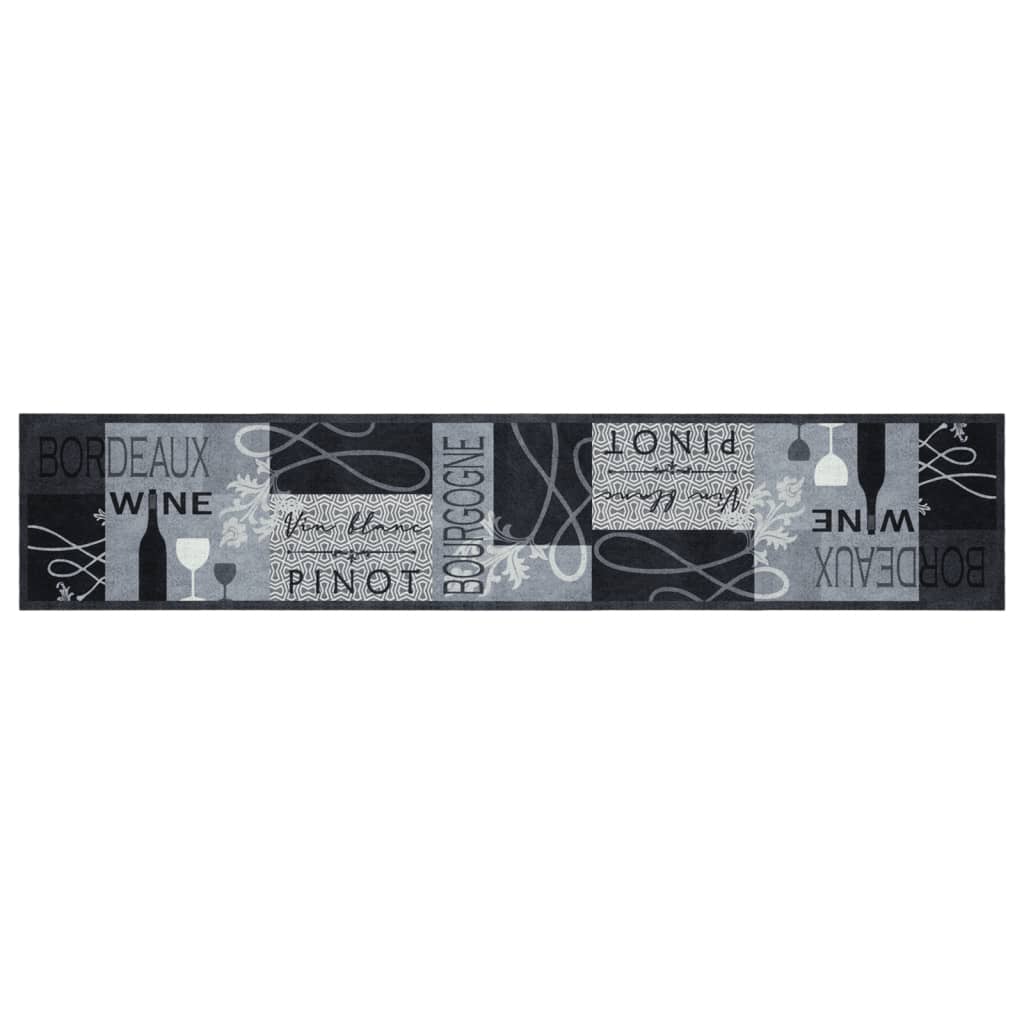 Washable Kitchen Rug Wine Gray 60x300 cm Velvet