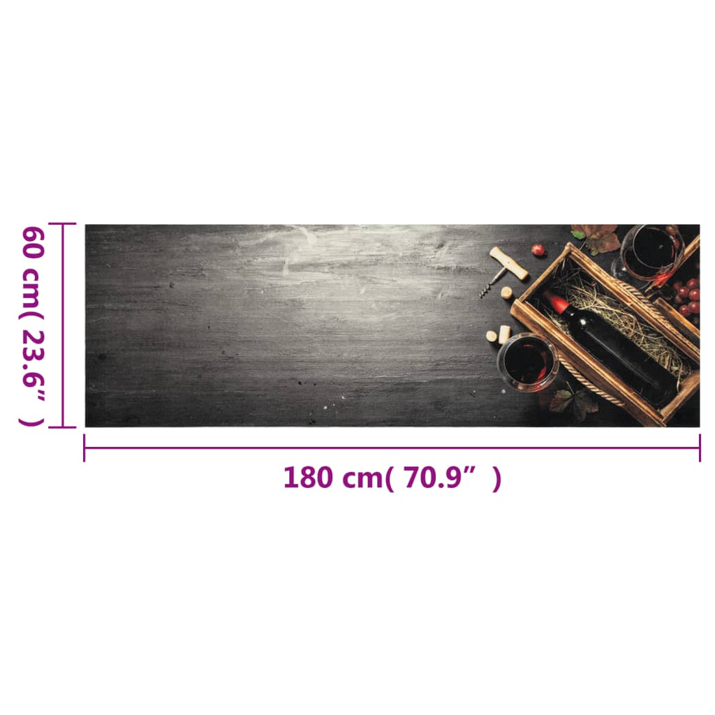 Washable Kitchen Rug Wine Bottle 60x180 cm Velvet