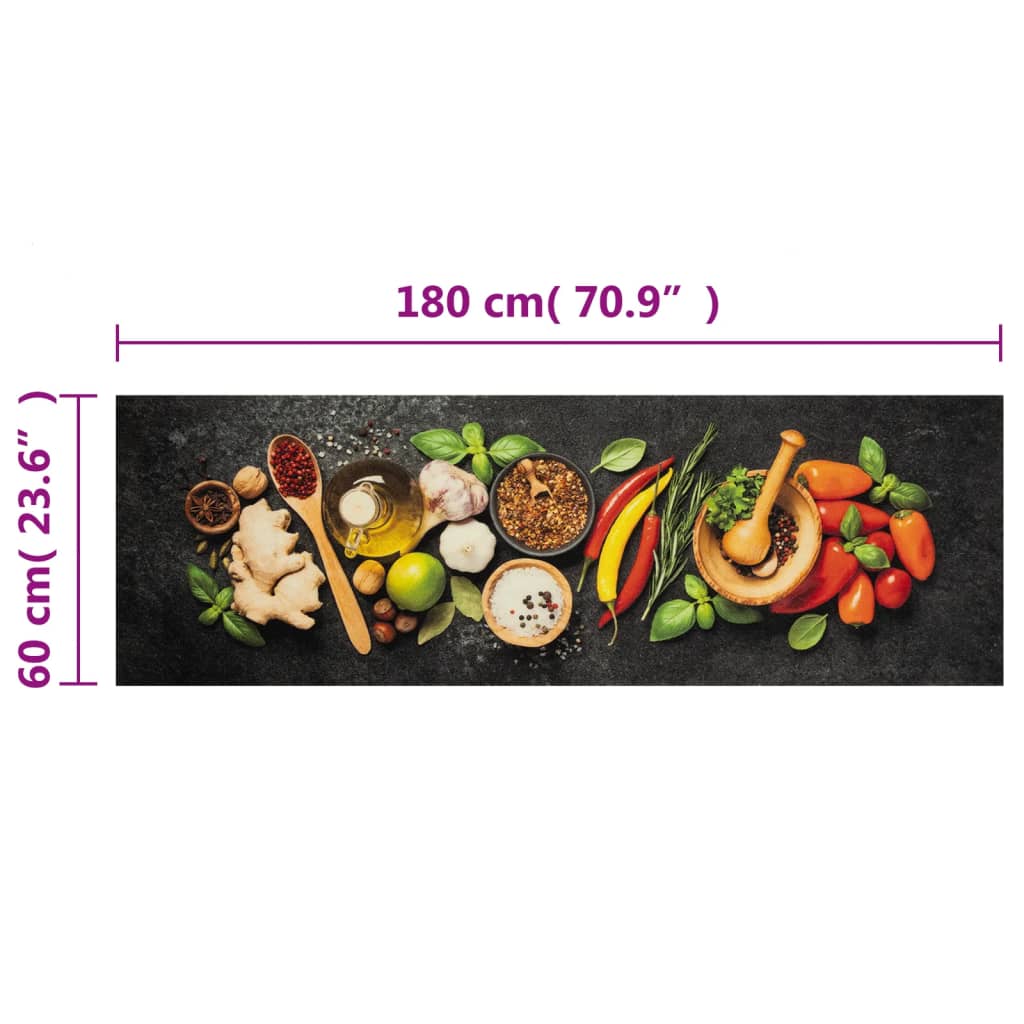 Washable Kitchen Rug Spices 60x180 cm Velvet
