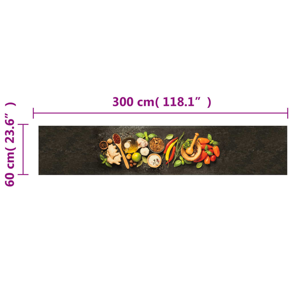 Washable Kitchen Runner Spices 60x300 cm Velvet