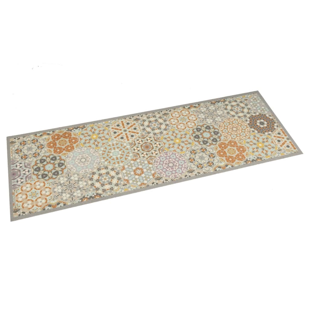 Washable Kitchen Runner Hexagon Pastel 60x180 cm Velvet