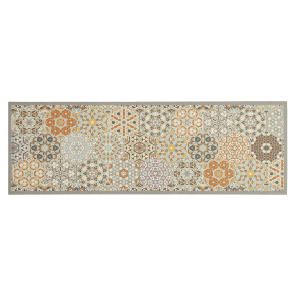 Washable Kitchen Runner Hexagon Pastel 60x180 cm Velvet
