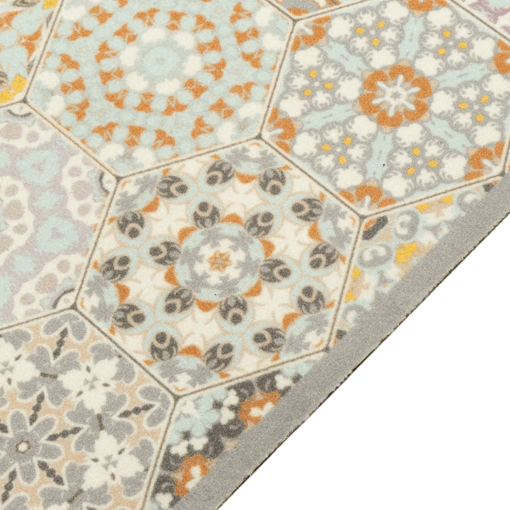 Washable Kitchen Runner Hexagon Pastel 60x180 cm Velvet