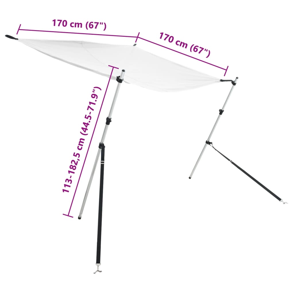T-Top Shade Extension White 170x170x(113-182.5) cm