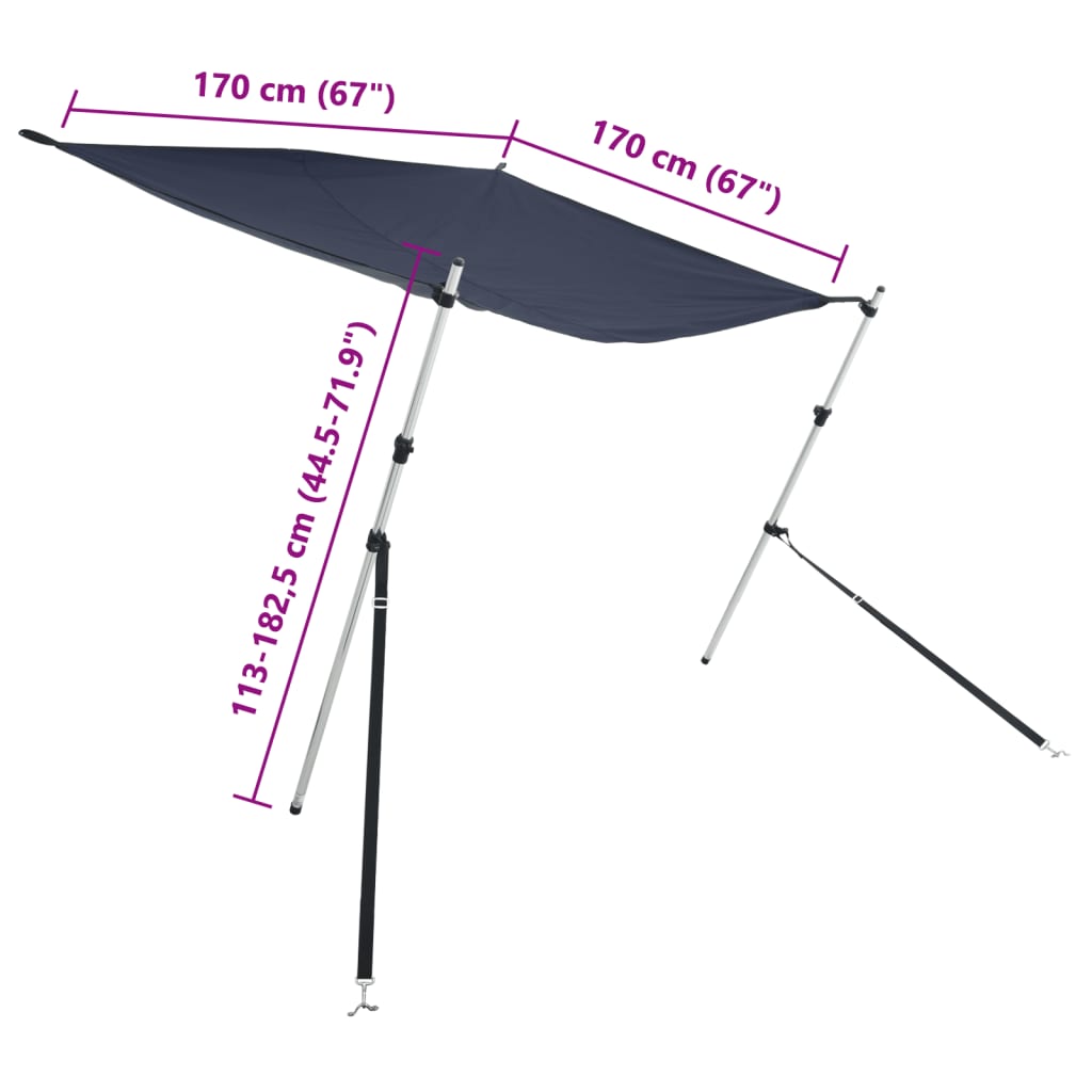 T-Top Shade Extension Blue 170x170x(113-182.5) cm