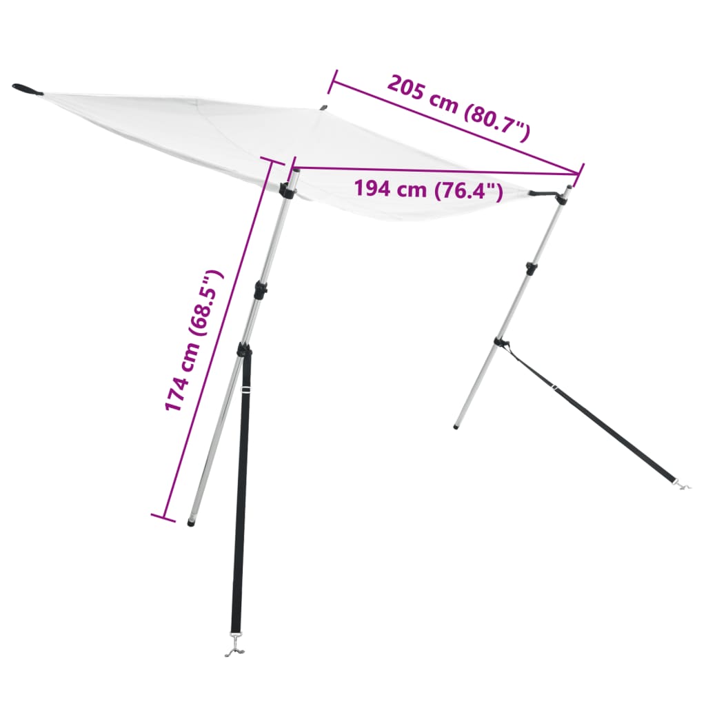 T-Top Shade Extension White 174x205x (115-194) cm
