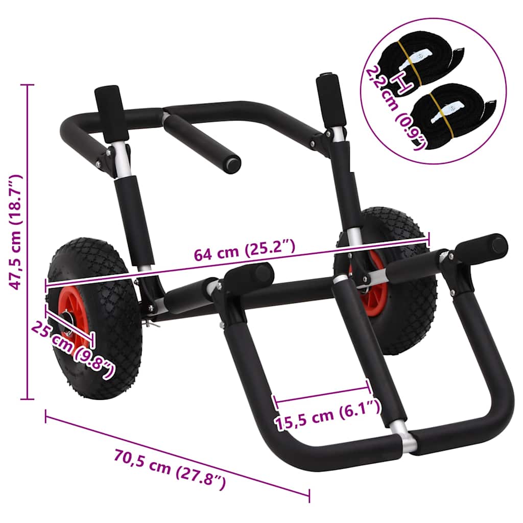 Chariot de SUP pliant pour 2 planches de surf 90 kg Aluminium