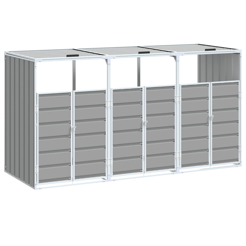 Wheelie Bin Storage for 3 Bins Grey 216x81x115 cm Steel