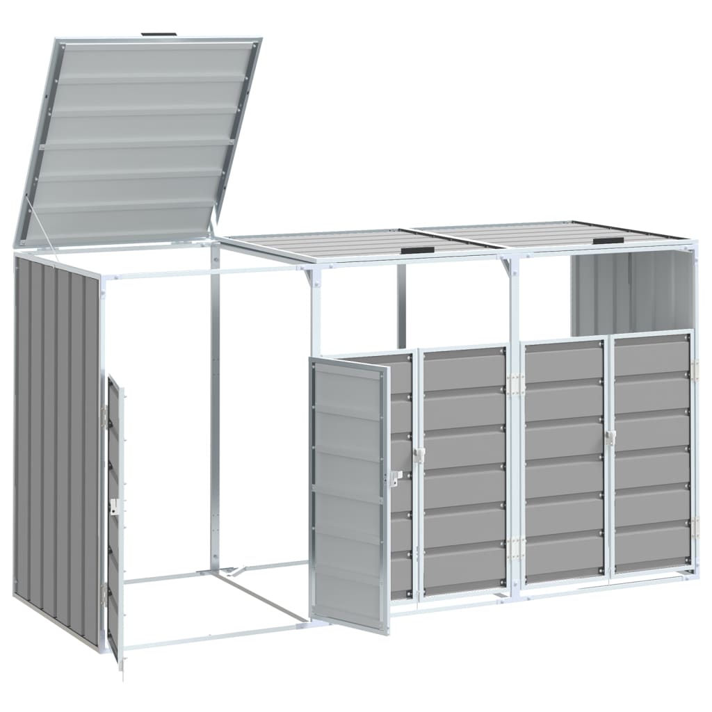 Wheelie Bin Storage for 3 Bins Grey 216x81x115 cm Steel