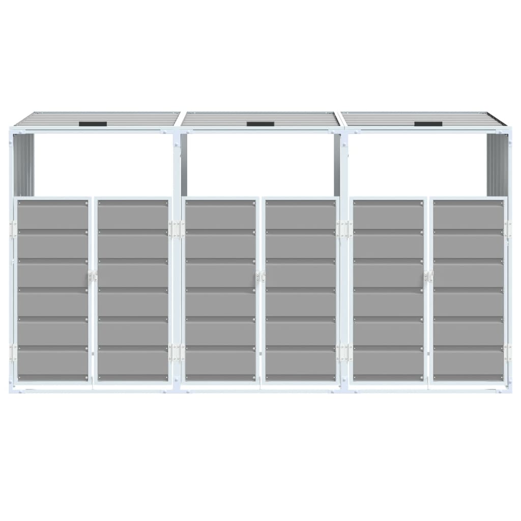 Wheelie Bin Storage for 3 Bins Grey 216x81x115 cm Steel