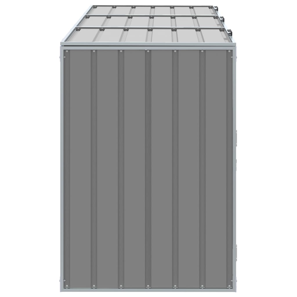 Wheelie Bin Storage for 3 Bins Grey 216x81x115 cm Steel
