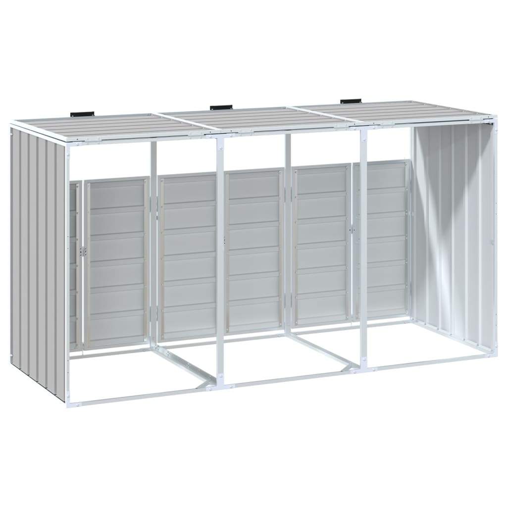 Wheelie Bin Storage for 3 Bins Grey 216x81x115 cm Steel