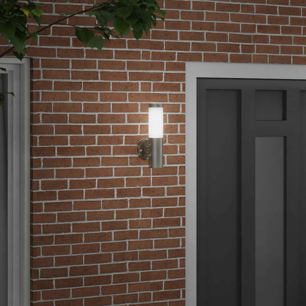 Outdoor Wall Light Silver 15 x 7.5 x 33 cm Stainless Steel and Plastic