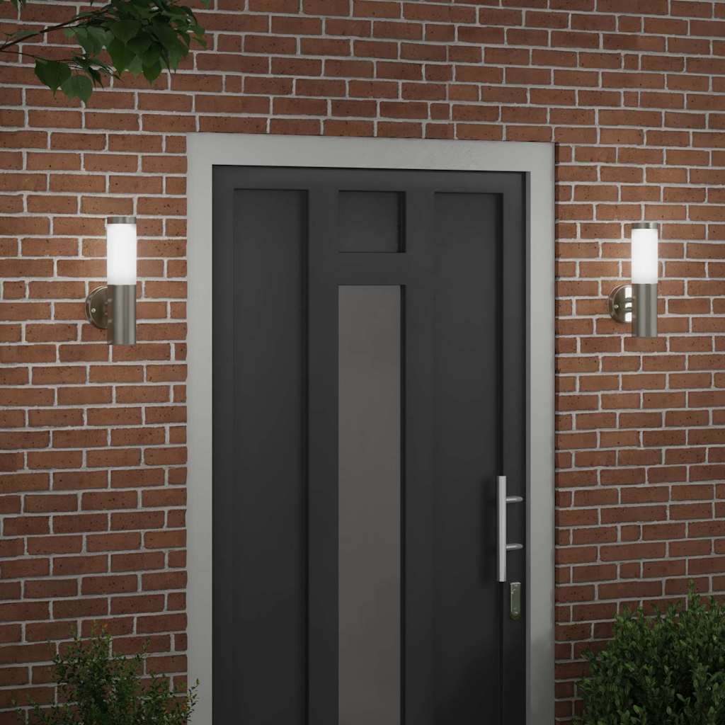 Outdoor Wall Lamp 2 pcs Silver 15 x 7.5 x 33 cm