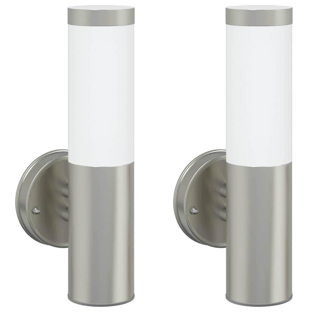 Outdoor Wall Lamp 2 pcs Silver 15 x 7.5 x 33 cm