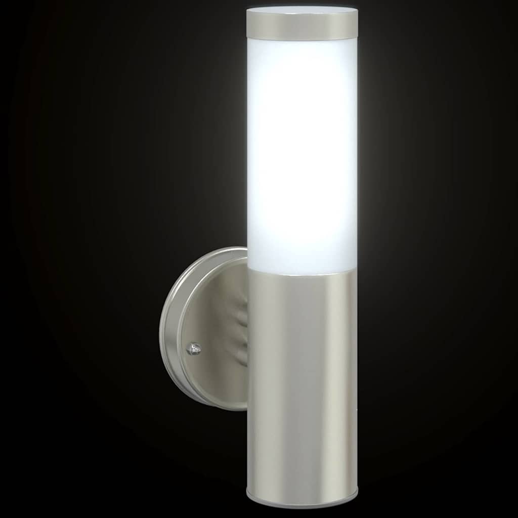 Outdoor Wall Lamp 2 pcs Silver 15 x 7.5 x 33 cm